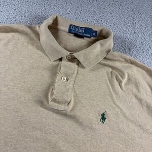 VINTAGE Polo Ralph Lauren Shirt Mens Small Tan Brown Long Sleeve Polo